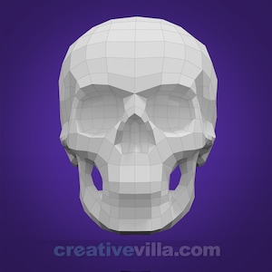 Human Skull Low Poly Paper Model Template