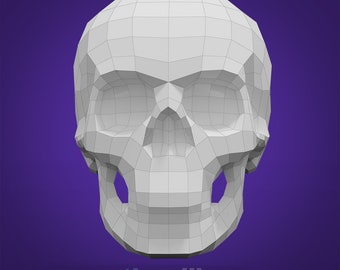 Human Skull Low Poly Paper Model Template