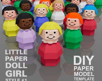 Modello di bambola di carta fai da te: modello low poly (download digitale)