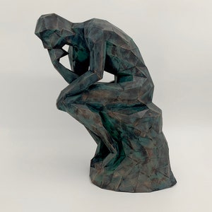 The Thinker DIY Low Poly Paper Model Template, paper craft, rodin, paper sculpture