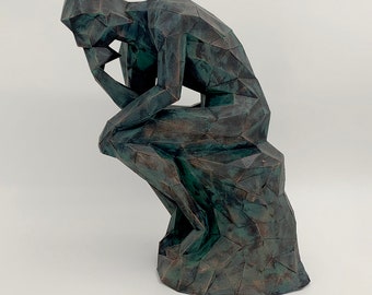 The Thinker Paper Sculpture: DIY Low Poly Model (Digital Download)