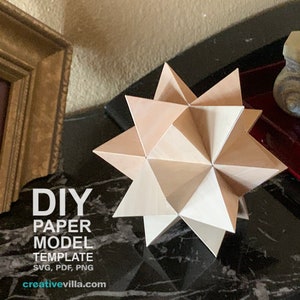 Spiked Icosahedron 3D Shape - DIY Low Poly Paper Model Template, Paper Craft