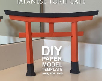 Japanese Village - Torii Gate - DIY Polygonal Paper Art Model Template, Paper Craft