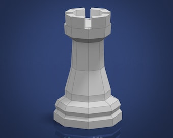 Giant Chess Piece - Rook DIY Low Poly Paper Model Template
