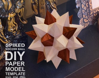 Spiked Soccer / Football Ball 3D Shape - DIY Low Poly Paper Model Template, Paper Craft