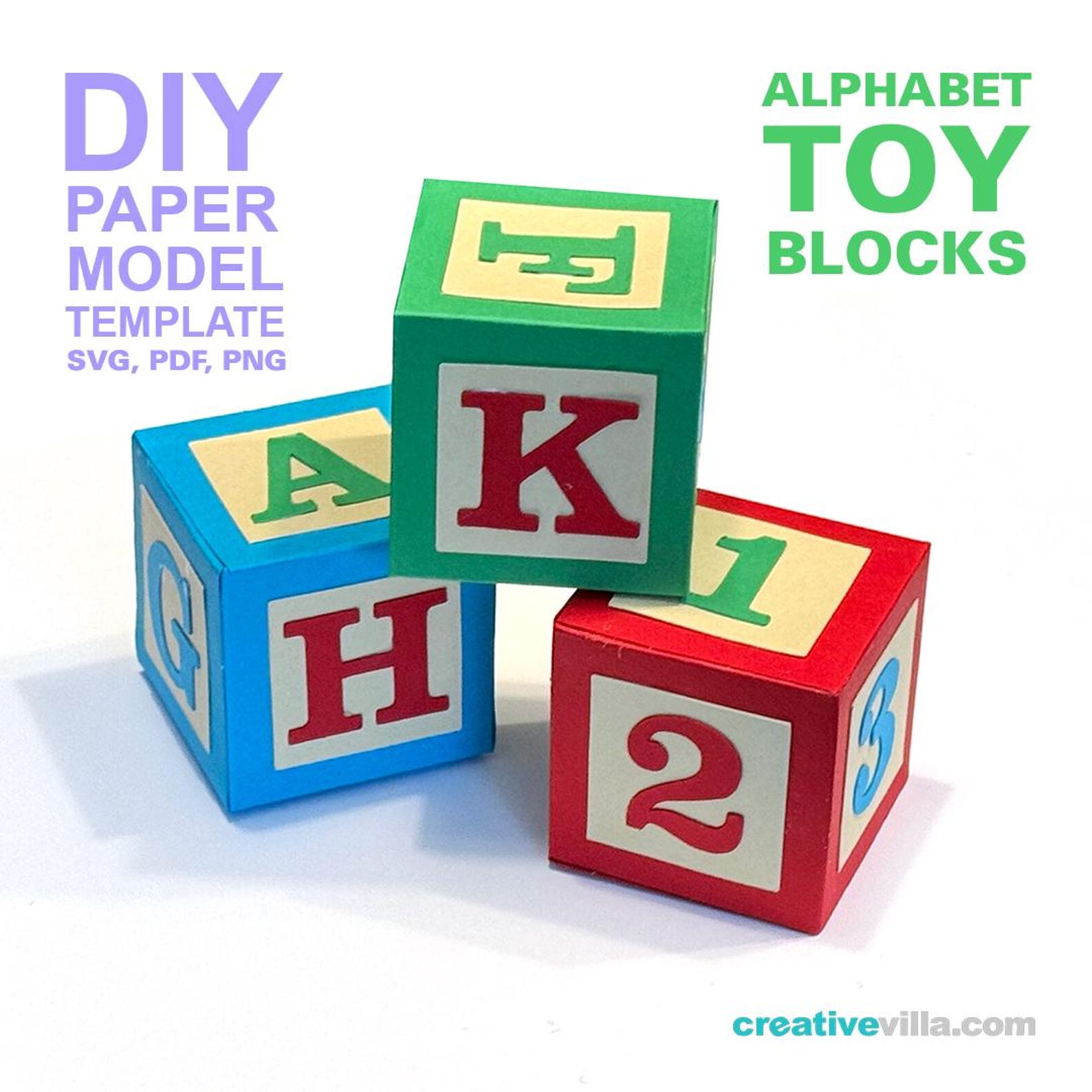 Toy Alphabet Learning Blocks - DIY Paper Model Template, Paper Craft ...