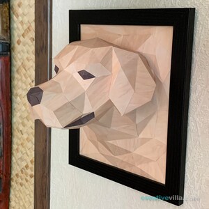 Golden Retriever Dog 3D Portrait Wall Sculpture DIY Low Poly image 5