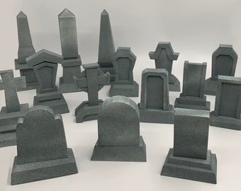 Plantilla de modelo de papel Low Poly de colección Tombstones, halloween, artesanía de papel