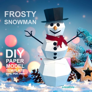Frosty Snowman - DIY Polygonal Paper Art Model Template, Paper Craft