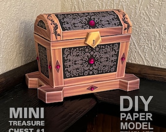 Mini Treasure Chest #1 - DIY Polygonal Paper Art Model Template, Paper Craft