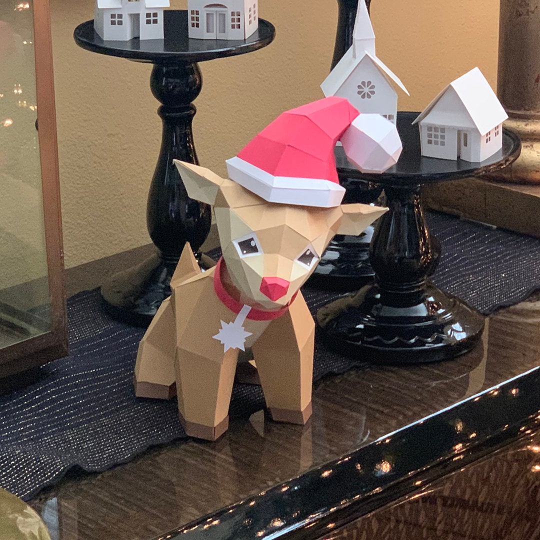 Villa Buddies - Rudy Reindeer DIY Low Poly Paper Model Template, Paper ...