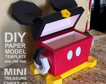 Mini forziere del tesoro n. 2 - Modello di carta poligonale fai da te, artigianato di carta