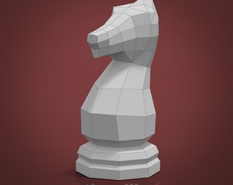 Pieza de ajedrez gigante - Plantilla de modelo de papel Knight DIY Low Poly