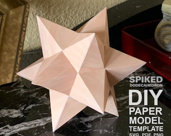 Spiked Dodecahedron 3D Shape - DIY Low Poly Paper Model Template, Paper Craft
