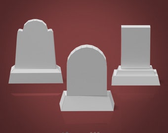 Tombstones Set 1 Low Poly Paper Model Template