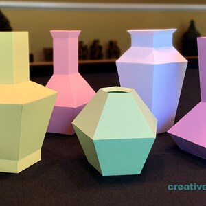Vase Paper Pattern Simple Vases Collection #2 (sets 6-10) DIY Low Poly Paper Model ...