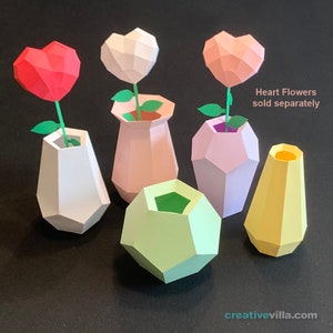 Simple Vases Collection 1 Sets 1-5 DIY Low Poly Paper Model Template, Paper Craft image 4