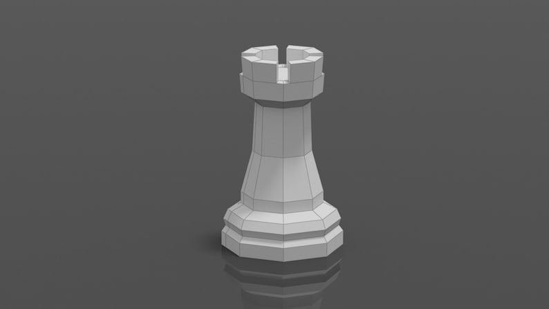 Simple Rook Model Giant Chess Piece - Rook DIY Low Poly Paper Model Template - Etsy