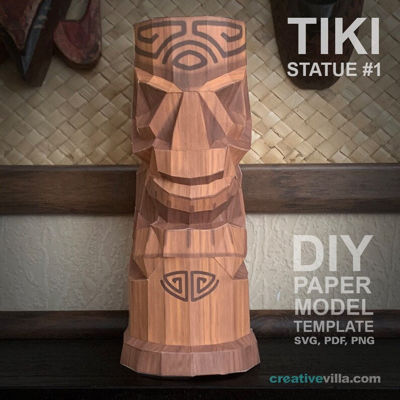 Tiki Statue 1 DIY Polygonal Paper Art Model Template Paper - Etsy
