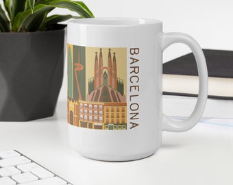 Barcelona coffee mug, Barcelona mug, travel gift,  your hometown mug, your favorite destination mug, Barcelona gift, Barcelona souvenir.