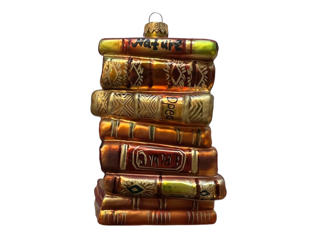 Christmas Ornament Stack of Books, Mouth Blown Glass Decoration Etsy