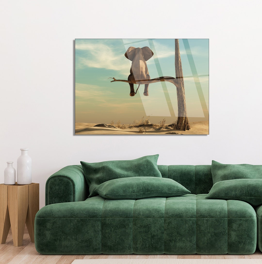 Elephant Tempered Glass Decormodern Room Decoranimal Glass Etsy UK