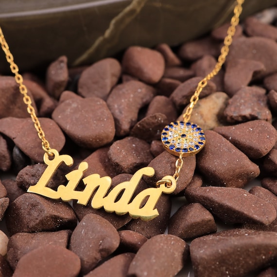 Evil eye name necklace deals
