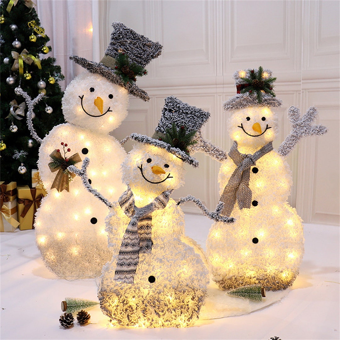 Snowman Light Christmas Decorations With Flocking Material