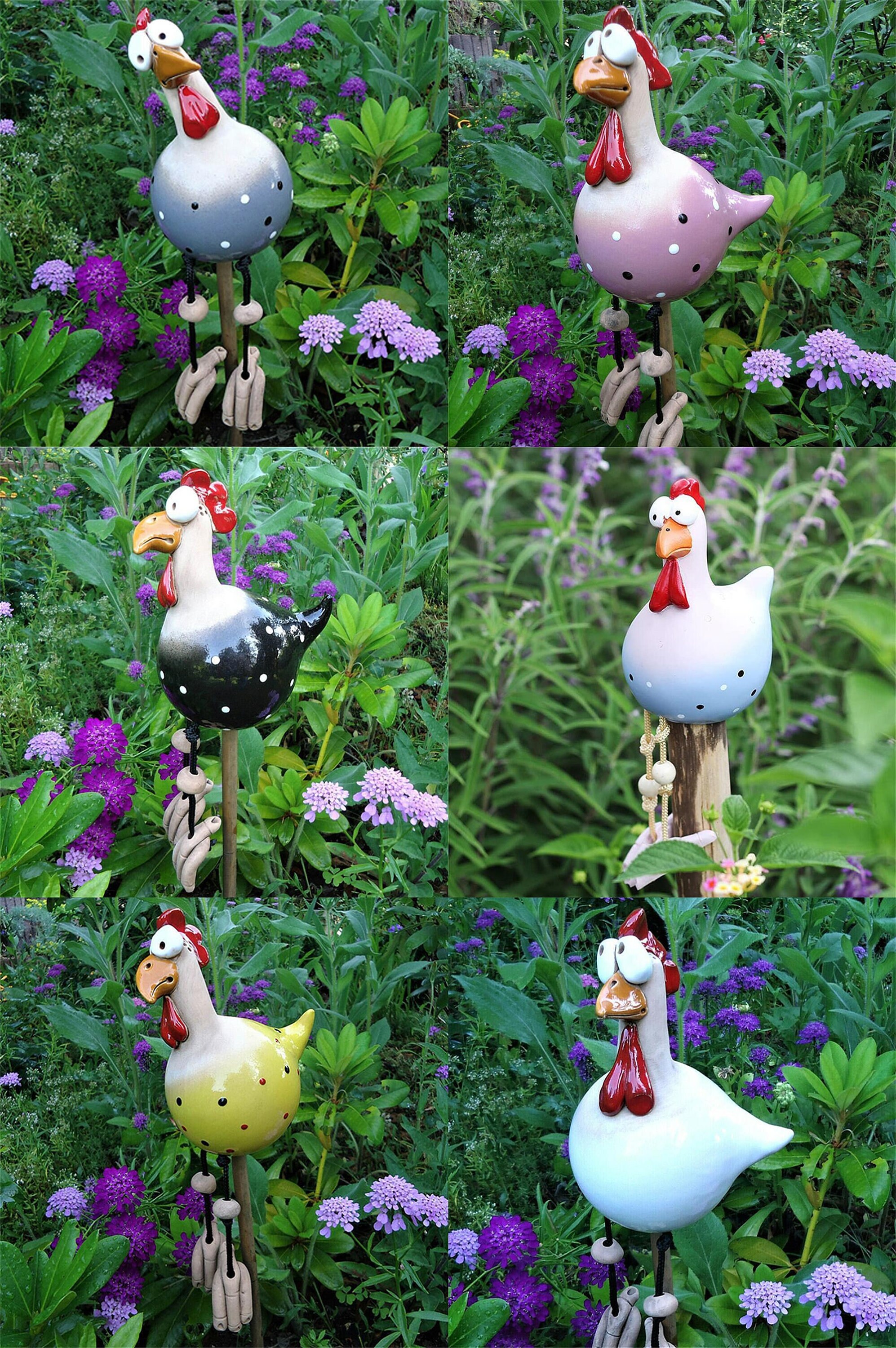 Garden Chicken Ornament Resin Rooster Art Decor Outdoor Yard Etsy