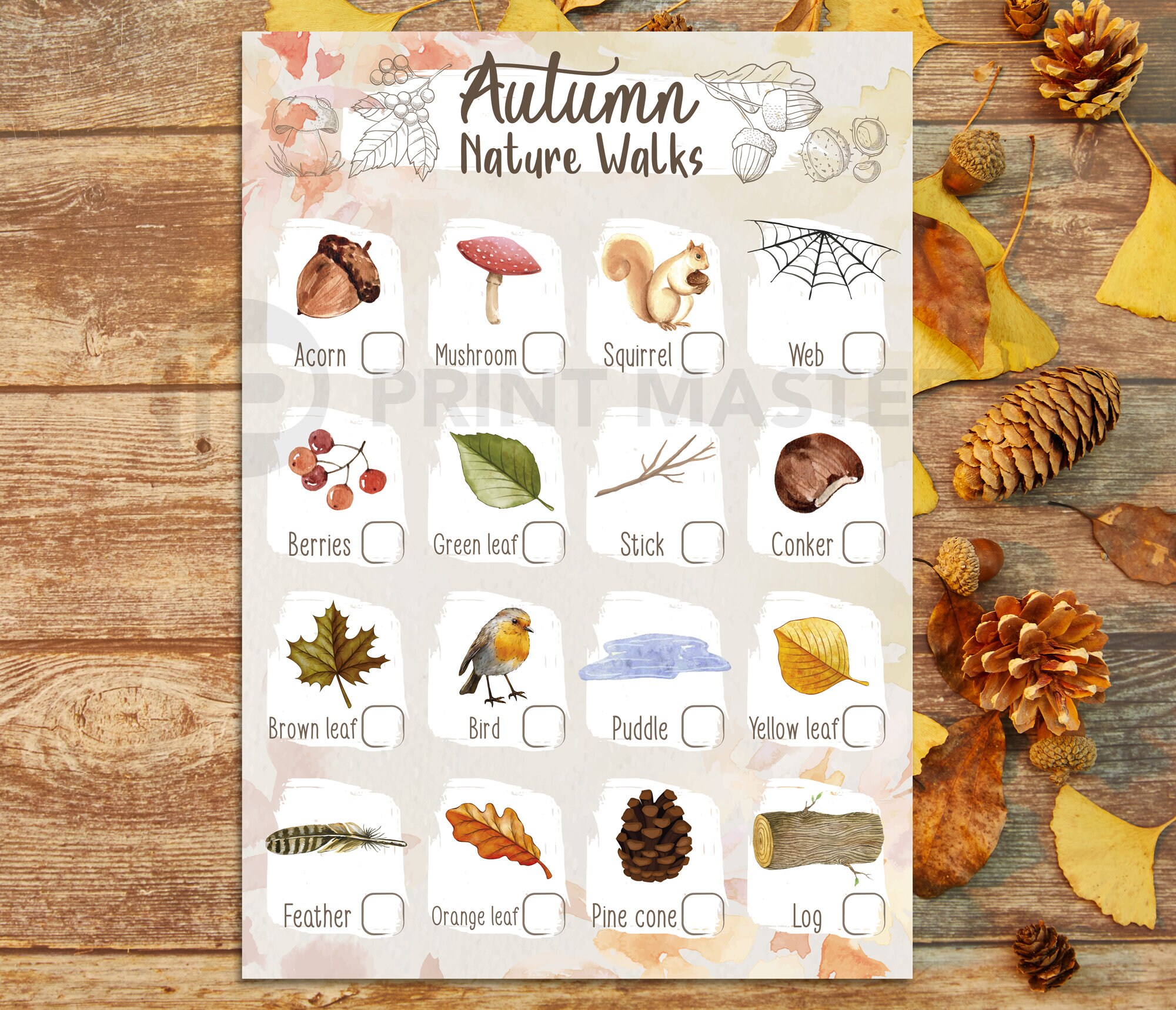 PRINTABLE Instant Download Nature Walks Checklist Scavenger - Etsy