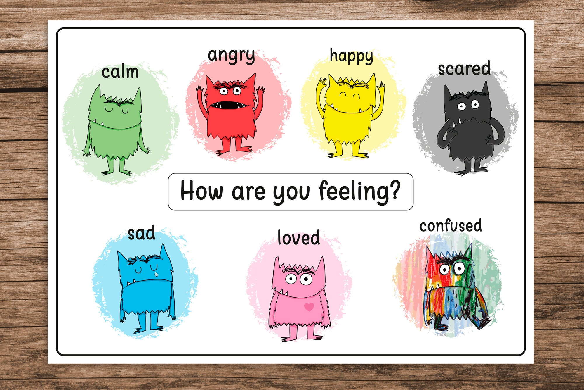 PRINTABLE Colour Monster Emotions Feelings Colours Etsy Australia