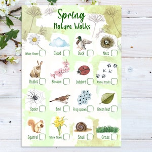 PRINTABLE, Instant Download, Nature Walks, Checklist, Scavenger Hunt, Spotter Sheet, Spring, Outdoor Activities, Forest School, Children's