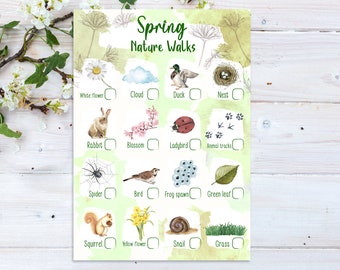 PRINTABLE, Instant Download, Nature Walks, Checklist, Scavenger Hunt, Spotter Sheet, Spring, Outdoor Activities, Forest School, Children's