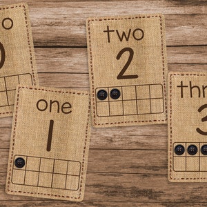 PRINTABLE, Hessian effect, Ten Frame, Counting, Numeracy, 0-10, Number recognition, EYFS, Pre-School, Home Education, Learning, Cards