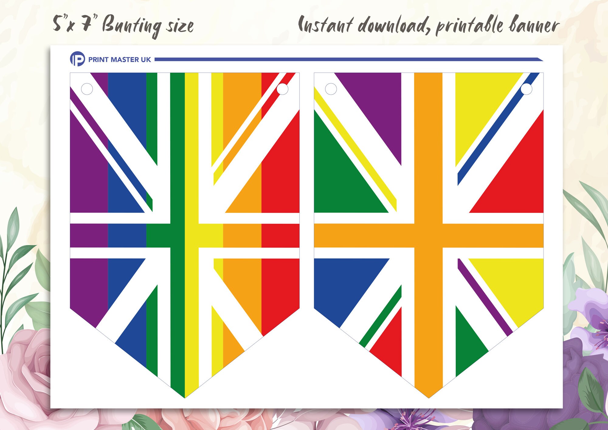 PRINTABLE, Rainbow, Union Jack, Union Flag, Party, Bunting, LGBTQ, Pride, Banner, Flag, DIY ...