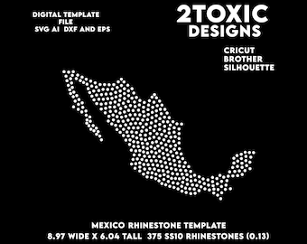Mexico Rhinestone Template (svg, eps, png, dxf) (Digital Download)