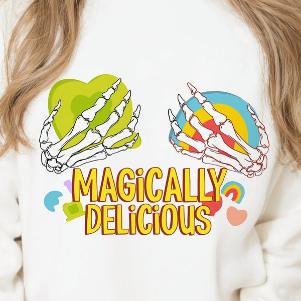 Magically Delicious St Patrick's Day Marshmallows PNG Sublimation Design, Cute, Funny Retro Adult PNG, Skeleton Hands Holiding Lucky Charms