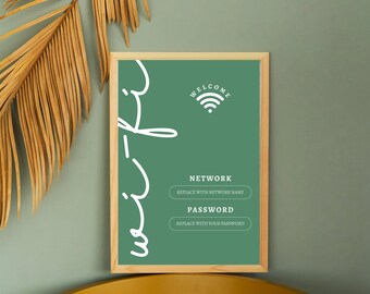 Aesthetic Wi-Fi Password Sign | Editable Wi-Fi Sign | Printable Wi-Fi Template | Guest Wi-Fi Sign | Airbnb Password | Digital Canva Template