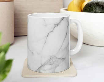 Trendy White Marble Texture Ceramic Mug | 11oz