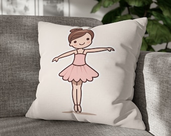 Ballerina Cushion Cover, Light Pink Pillow Cover, Ballet Dancer Throw Pillows, Home Decor