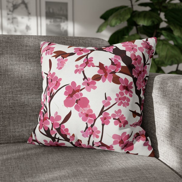 Sakura Cherry Blossom Tree Pillow Case, Floral Cushion, Flowers Design, Throw Pillow, Pillow Cover, Decorative Pillows, Organic Decor
