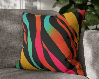 Colorful Zebra Print Pillow Cover, Modern Home Decor