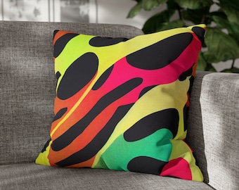 Neon Abstract Pillow Cover, Modern Home Decor