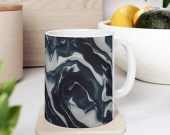 Black Marble Texture Coffee Mug, Ceramic, 11oz