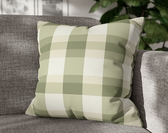 Green and White Checkered Pillow Cover, Modern Farmhouse Cushion