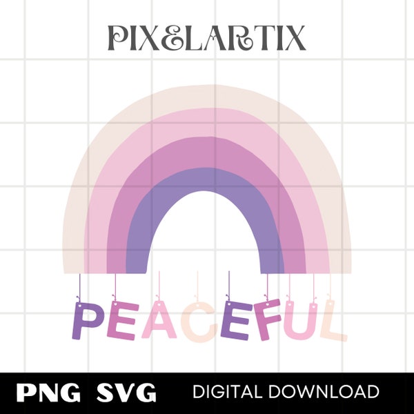 PEACEFULL RAINBOW PNG, rainbow png svg , soft colours cute rainbow , sublimation designs,png tshirts,png mug designs,digital download