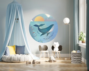 Children Wall decal - the whale in the ocean - wall sticker for kids room