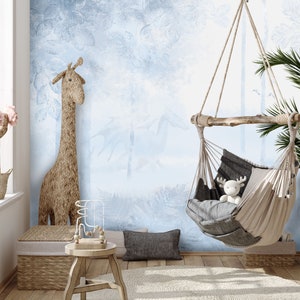 Children Wallpaper - ON ANY SIZE - dragon in a misty forest (in blue)