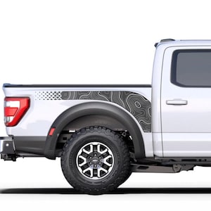 サイドベッドステッカー 地形図 ビニールデカール フォード F150 ラプター 2021 - 2024 に適合