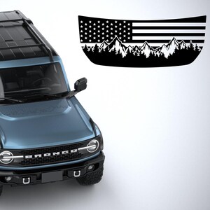 Hood graphic American flag sticker Vinyl decal fits Ford Bronco 2021-2024